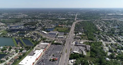 Drone Aerial view construction New Port Richey Pasco County Florida Stock Footage 105366097