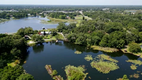 Drone Aerial view Deer Run Preserve Tampa Lake Lutz, FL Stock Footage 198226442