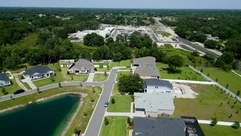 Drone Aerial view Deer Run Preserve Tampa Lake Lutz, FL Stock Footage 198226476
