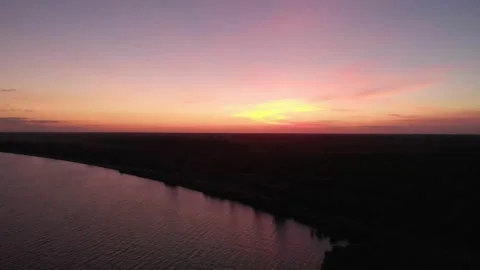 Drone aerial view dolly side panning over paradise beach on sunrise Stock Footage 152142246