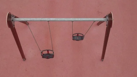 Drone aerial view of empty children's swing 스톡 동영상 116629957