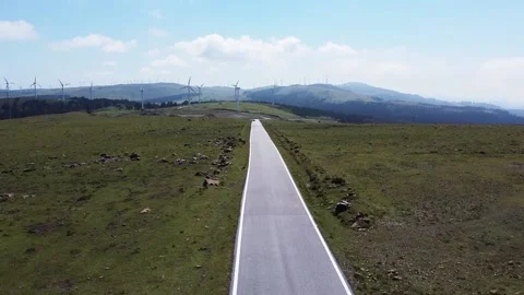 Drone aerial view of empty road in Costa Artabra in Galicia Stock Footage 219567669