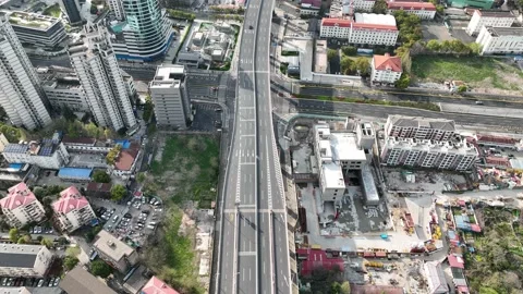 Drone aerial view of Empty Shanghai city during lockdown March 28 2022 Stock-Footage 173576242