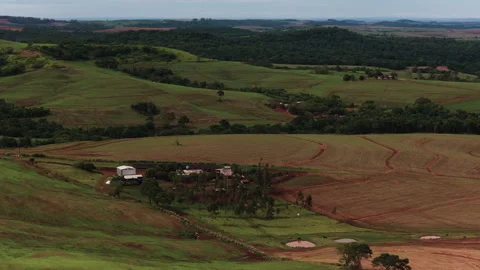 Drone Aerial View of Farm Fields and Rural Property Stock-Footage 336337072