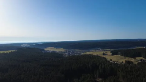 Drone aerial view of fields and forests in Black Forest countryside. Stock Footage 330194861