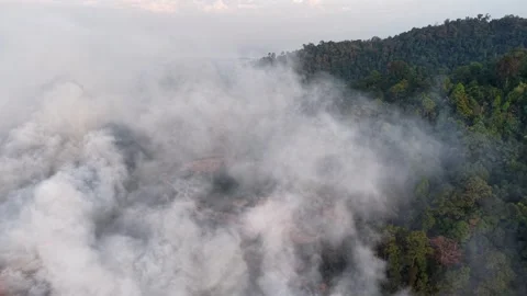 Drone aerial view of fire burning at landfill site Stock-Footage 337993706
