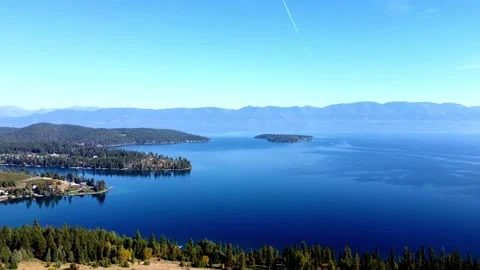 Drone Aerial View of Flathead Lake in Montana Stock Footage 229398863