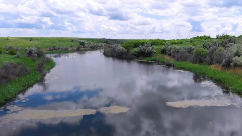 Drone. Aerial view. Flight over the water surface Stock Footage 128711710