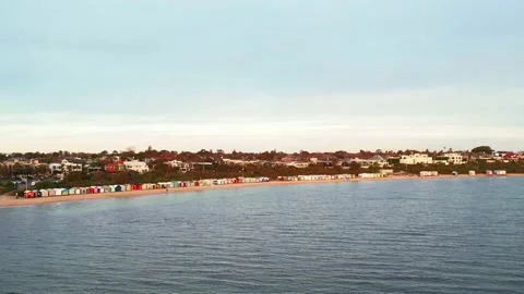 Drone aerial view flying backwards away from the seaside Brighton beach Stock Footage 209130639