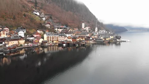 Drone aerial view - flying over Hallstatt, Austria 動画素材 126155270