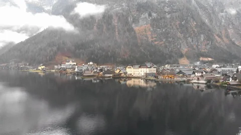 Drone aerial view - flying over Hallstatt, Austria 库存影片 126156140