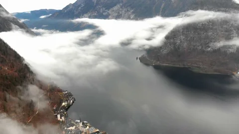Drone aerial view - flying over Hallstatt, Austria 스톡 동영상 126156160
