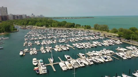 Drone Aerial View Flying Over Harbor Lake  Видео 243684166