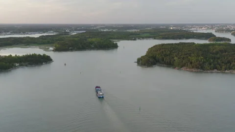 Drone aerial view of general cargo ship in Finland. Stock Footage 132113269