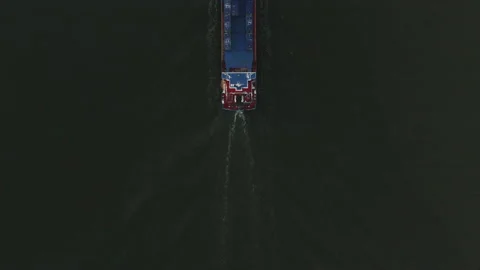 Drone aerial view of general cargo ship seen from above. Stock Footage 132117162