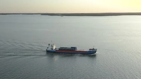Drone aerial view of general cargo ship in Finland. Stock Footage 132189571