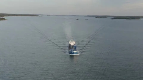 Drone aerial view of general cargo ship in Finland. Stock Footage 132189922