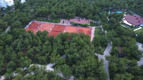 Drone aerial view to green park in town Stock Footage 201215985