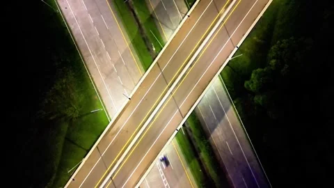 Drone Aerial View of Highway Intersection Stock Footage 317325376