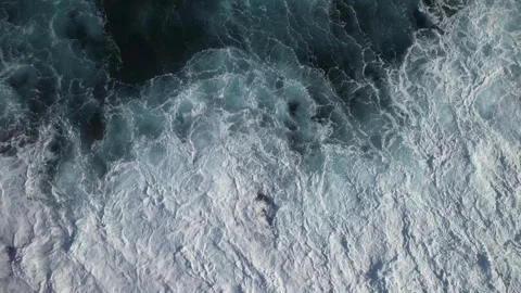 Drone Aerial View Hovering Over Rough Blue Ocean Waves, Guam Stock Footage 301384486