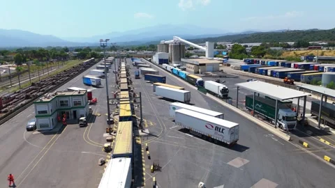 Drone Aerial View Intermodal Rail Freight Terminal Sunny Day Southern France Stock Footage 336777643