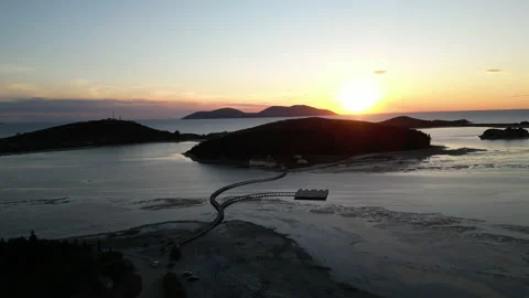 Drone aerial view  isolated Monastery Saint Mary on Zvernec island Narta Lagoon Stock Footage 239018322