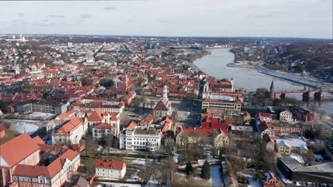 Drone aerial view of Kaunas Stock Footage 238451682