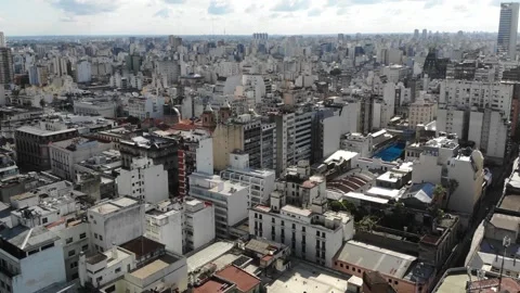 Drone Aerial View Of The Large City Central District (Buenos Aires, Argentina) Stock Footage 191585352