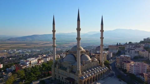 Drone aerial view of a large mosque in the city Stock Footage 331258106