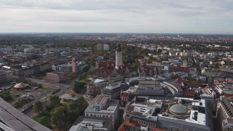 The drone aerial view of Leipzig, Germany. Leipzig is the largest city in the Stock-Footage 325365298