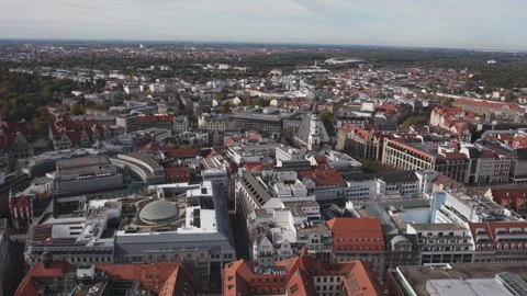 The drone aerial view of Leipzig, Germany. Leipzig is the largest city in the Stock-Footage 325365566