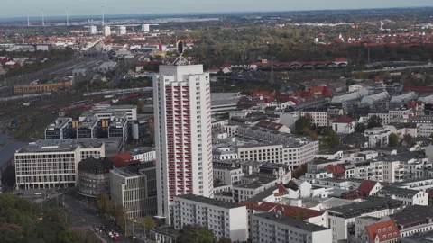 The drone aerial view of Leipzig, Germany. Leipzig is the largest city in the Stock-Footage 325365762