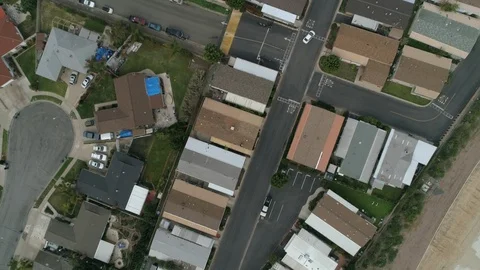 Drone aerial view looking down on anaheim california suburbia Stock Footage 85948655