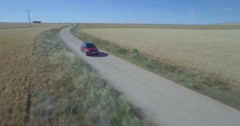 Drone aerial view of Mini Cooper car while driving Stock Footage 106111446