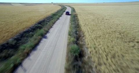 Drone aerial view of Mini Cooper car while driving Stock Footage 106118682