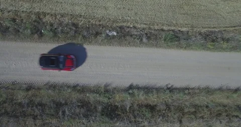 Drone aerial view of Mini Cooper car while driving Stock Footage 106120317