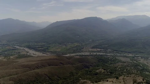 Drone, aerial view of mountain range in Greece with cumulus, stratus and cirrus Stock Footage 122513810