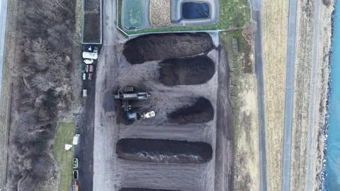 Drone Aerial View of moving loader 스톡 동영상 329014123