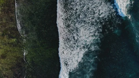 Drone aerial view ocean waves. Blue water background. Filmed on mavic air. Stock Footage 123857861