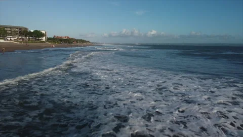 Drone aerial view to ocean waves. People swimming and having fun on big waves. Stock Footage 159845584