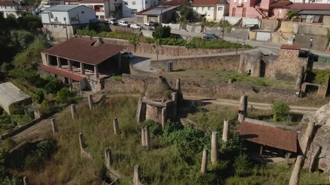 Drone aerial view of old plaster oven Stock Footage 169185176