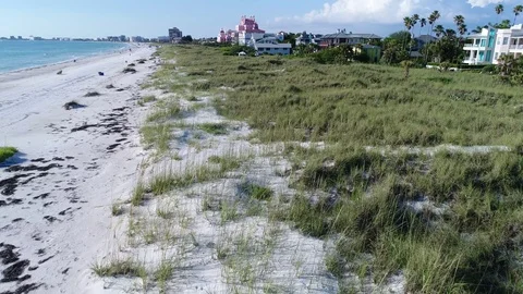 Drone Aerial view over Florida Tampa The Don CeSar Hotel St. Pete Beach USA Stock Footage 90225869
