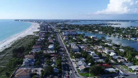 Drone Aerial view over Florida Tampa The Don CeSar Hotel St. Pete Beach USA Stock Footage 90225977