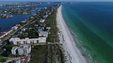 Drone Aerial view over Florida Tampa The Don CeSar Hotel St. Pete Beach USA Stock Footage 90226733