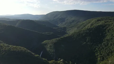 Drone aerial view over the gorge canyon in summer day in Serbia Europe Stock Footage 220899032