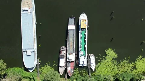 Drone aerial view over Havel river in Spandau-Berlin in summer Stock Footage 281504091