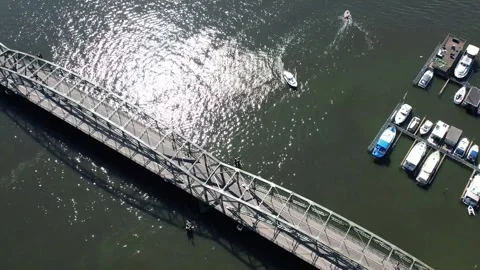 Drone aerial view over Havel river in Spandau-Berlin in summer Stock Footage 281506827
