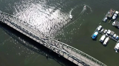 Drone aerial view over Havel river in Spandau-Berlin in summer Stock Footage 281506864
