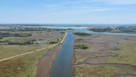 Drone-aerial view:- ox bow rivers in santa Lucia, drone flying over the Stock Footage 150823297
