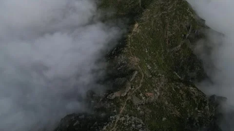 Drone aerial view of the pico do areiro peaks of madeira Stock Footage 243284197
